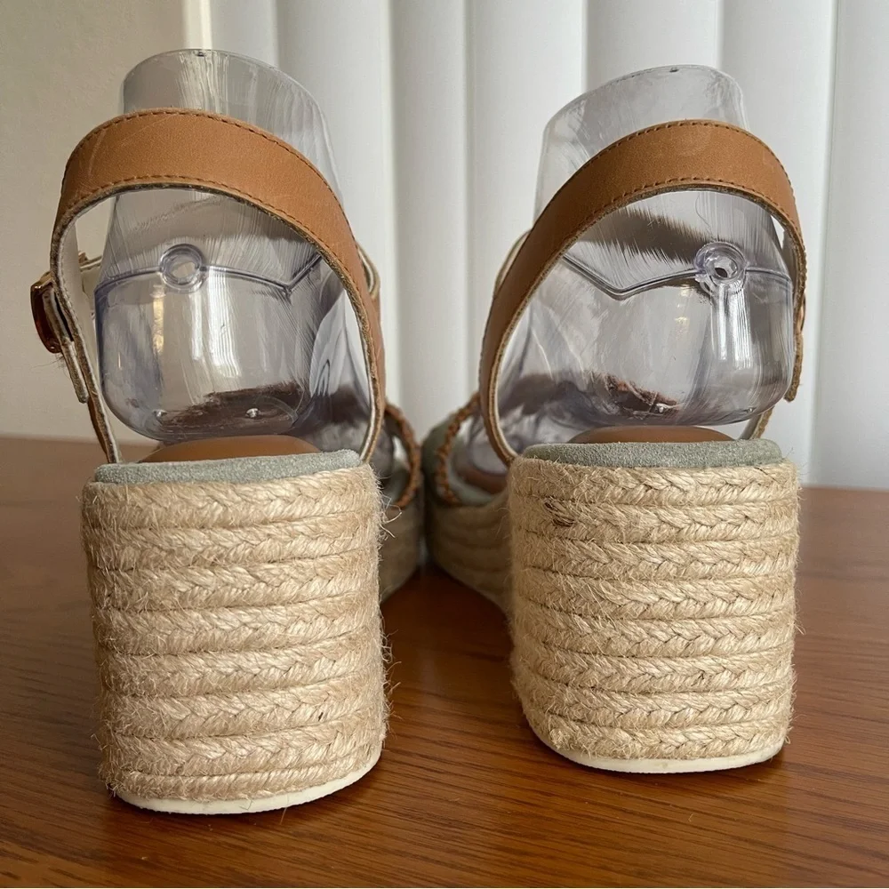 Joie Powder Blue Suede Wedge Espadrille Sandals Size 8